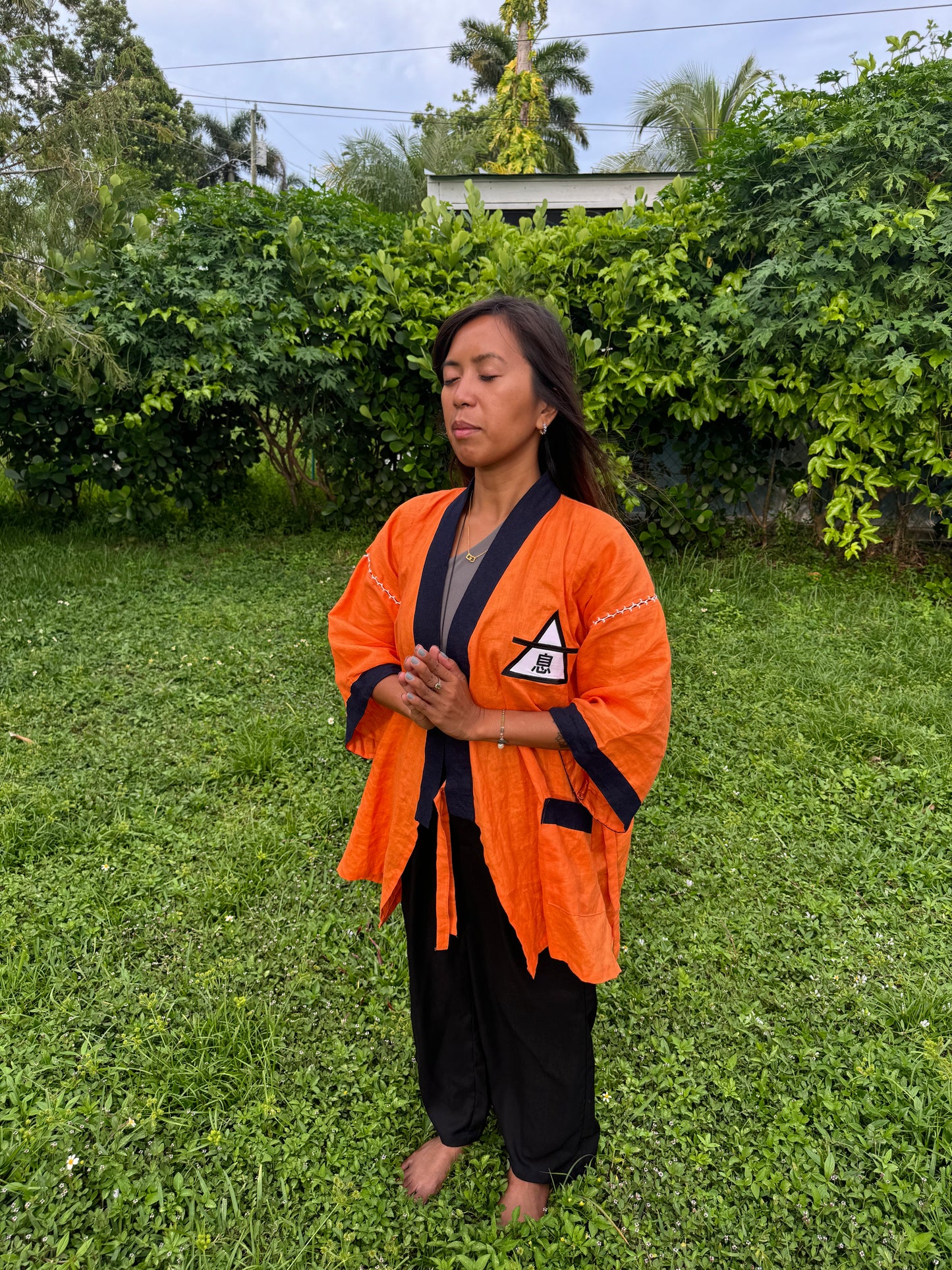 Breathe Easy Linen Kimonos - Dragon Ball Z Inspired | Premium Air Symbol Embroidery | Healthy Skin-Friendly Fabric - ONE SIZE FITS ALL